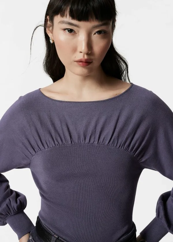 Women Knitwear and Other Stories Ruched Sweater Purple