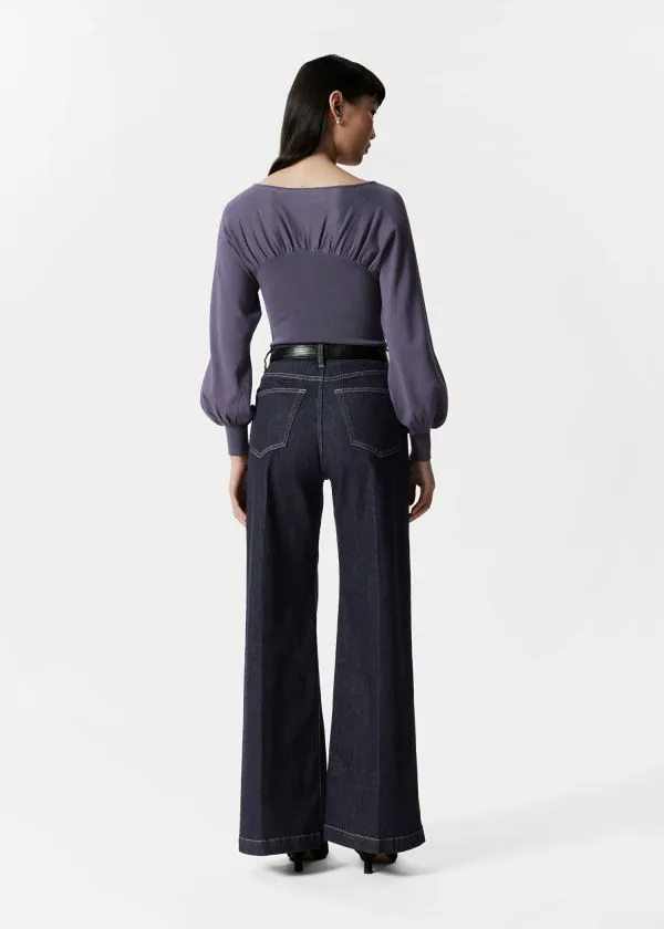 Women Knitwear and Other Stories Ruched Sweater Purple