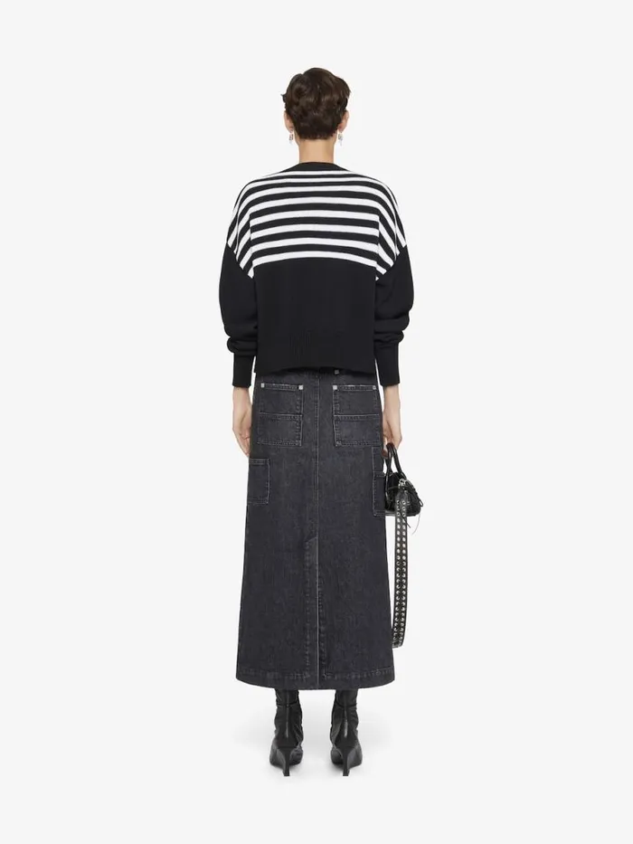 Women Knitwear Givenchy 4G Striped Cropped Sweater In Cotton Black