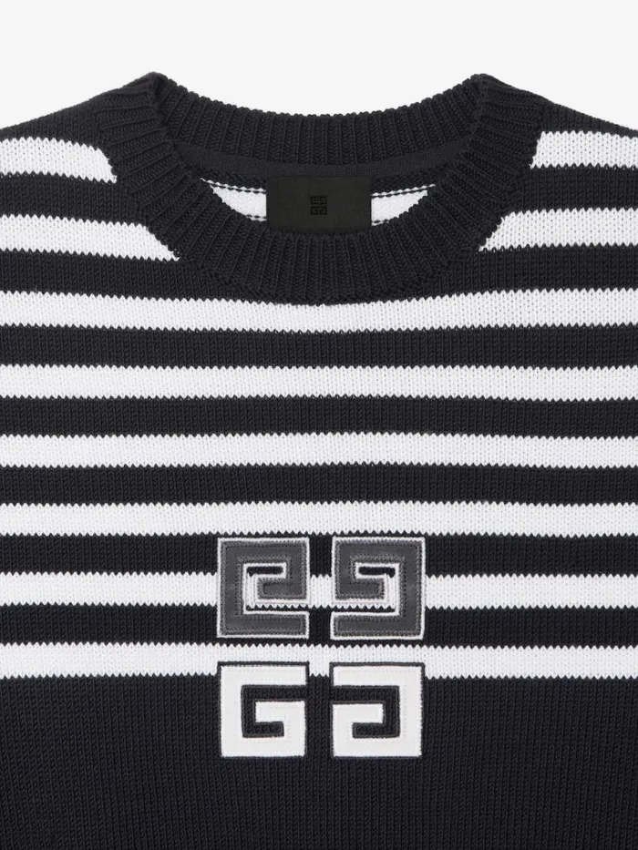 Women Knitwear Givenchy 4G Striped Cropped Sweater In Cotton Black