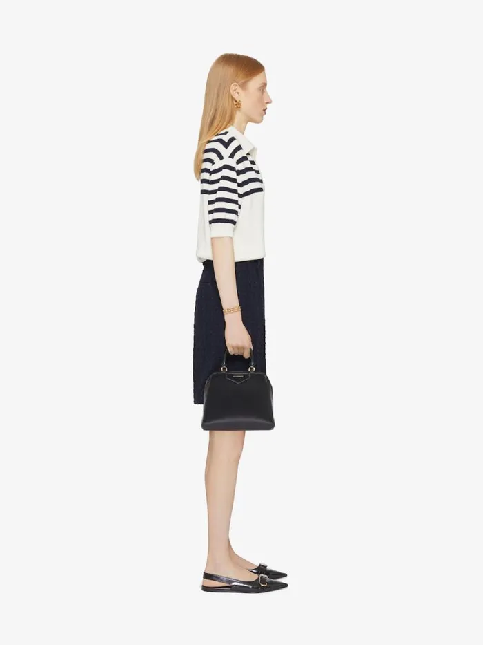 Women Knitwear Givenchy 4G Striped Polo Sweater In Wool And Cotton Whitenavy