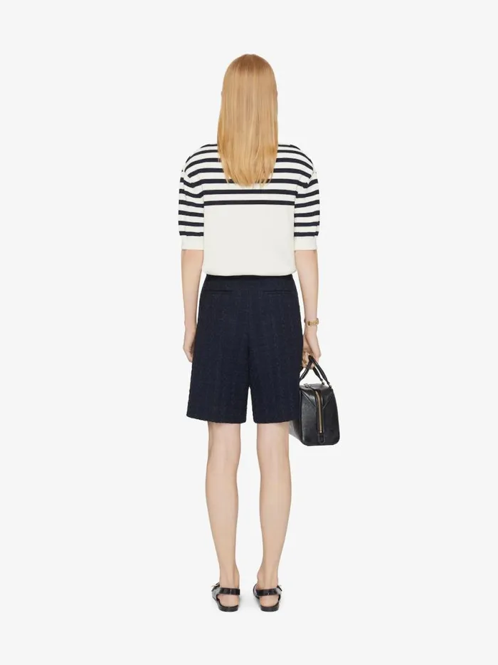 Women Knitwear Givenchy 4G Striped Polo Sweater In Wool And Cotton Whitenavy