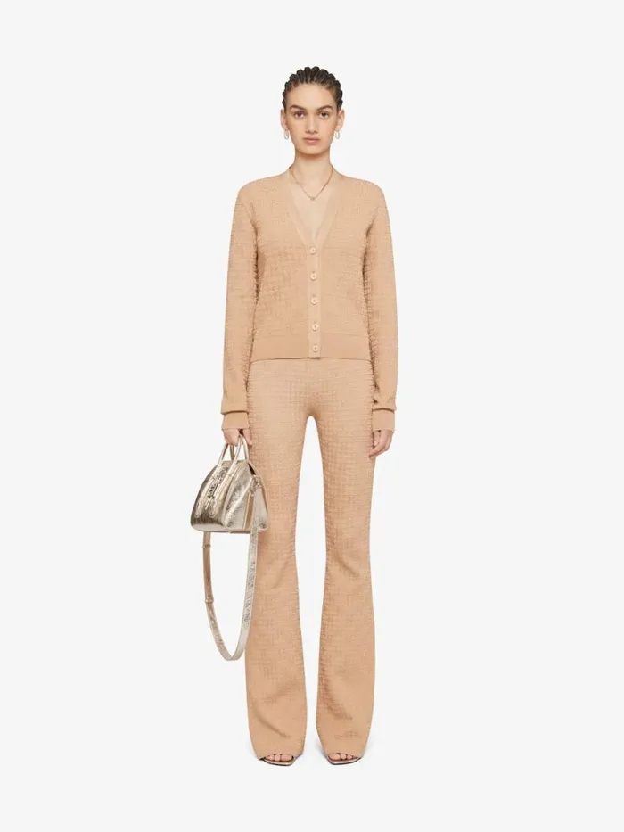 Women Knitwear Givenchy Cropped Cardigan In 4G Mini Jacquard Tan