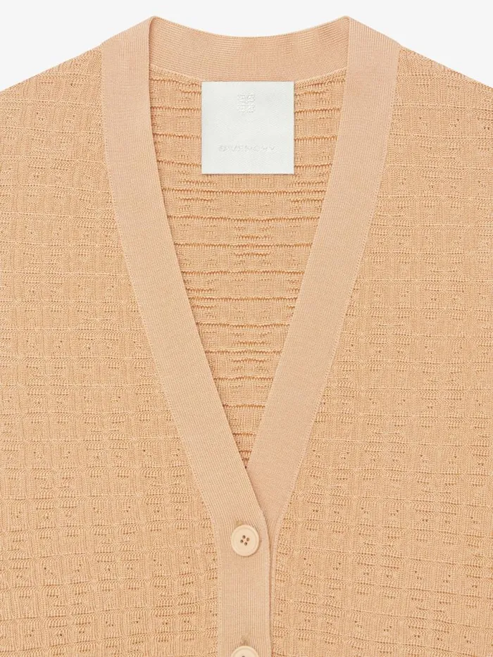 Women Knitwear Givenchy Cropped Cardigan In 4G Mini Jacquard Tan