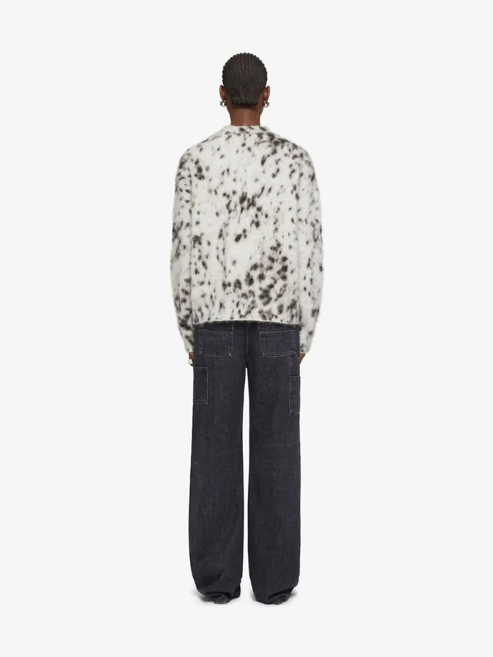 Women Knitwear Givenchy Cropped Sweater In Mohair With Snow Leopard Print Beigeblack