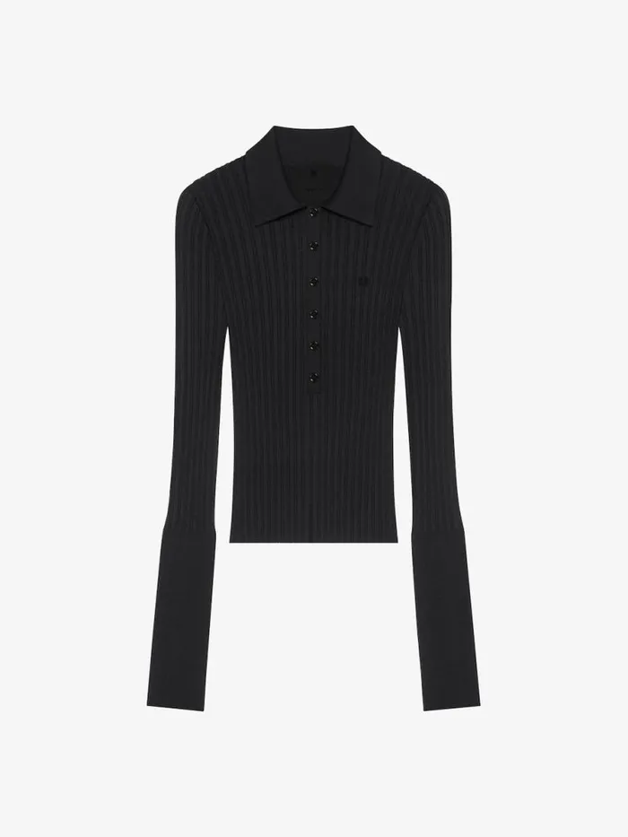 Women Knitwear Givenchy Polo Sweater In Wool With 4G Detail Black