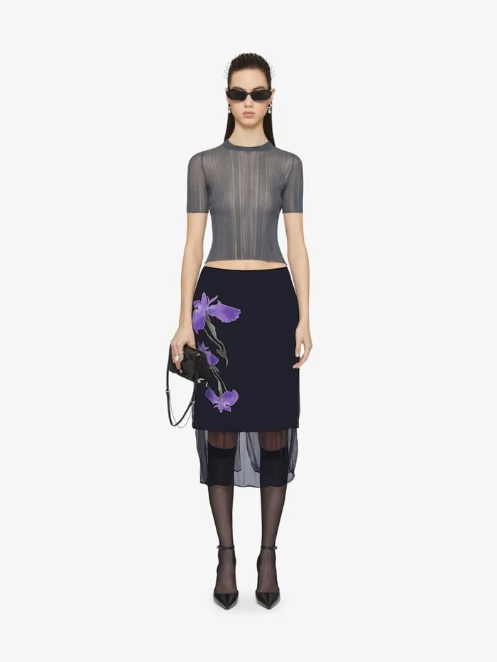 Women Knitwear Givenchy Slim Fit Sweater In Transparent Knit Shark Grey