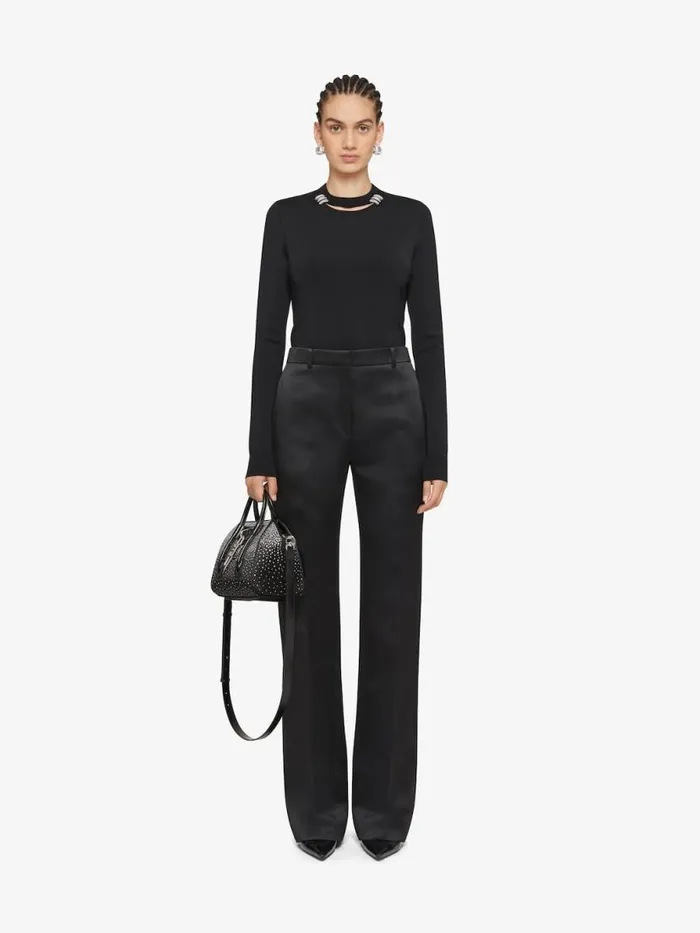 Women Knitwear Givenchy Sweater In Punto Milano With Crystal Details Black