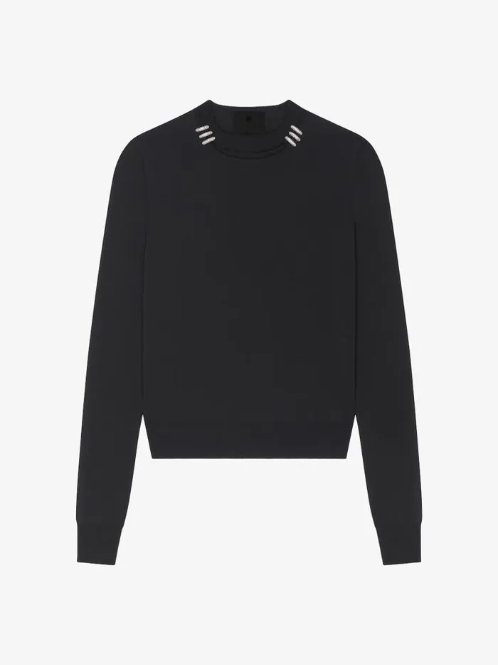 Women Knitwear Givenchy Sweater In Punto Milano With Crystal Details Black