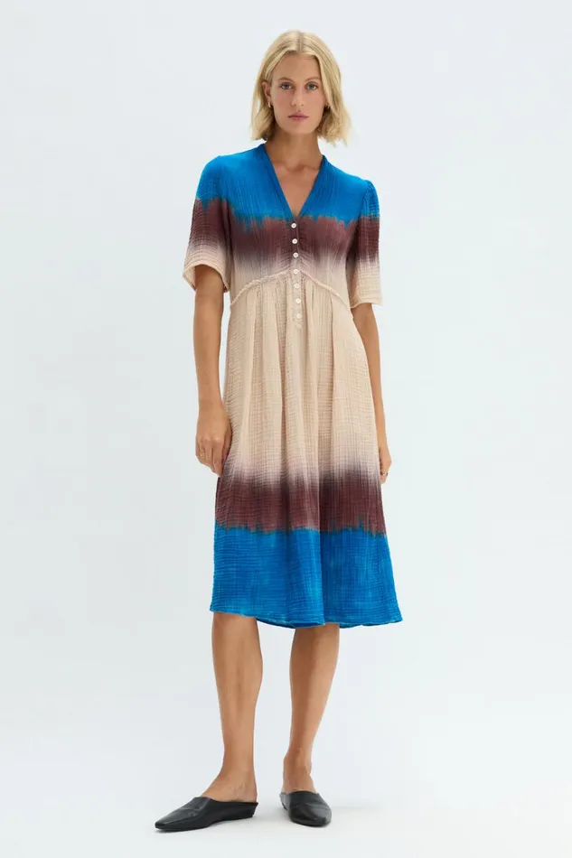 Women Lapis Multi Dual Gauze Garden Dress Raquel Allegra Dresses
