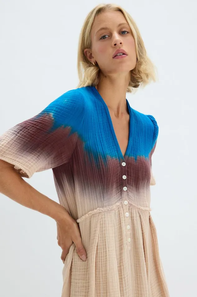 Women Lapis Multi Dual Gauze Garden Dress Raquel Allegra Dresses
