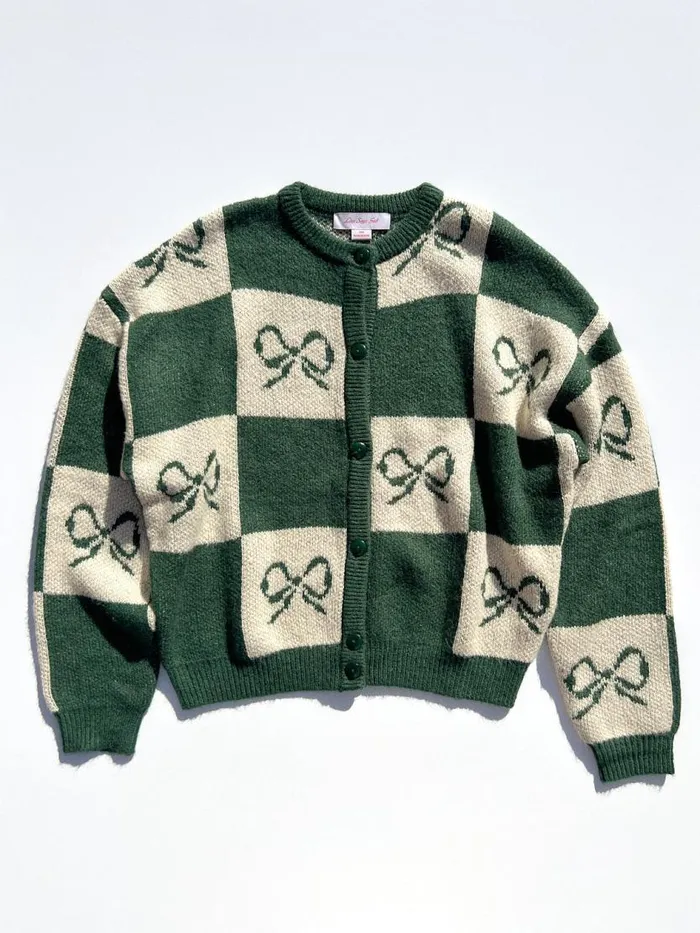 Women Lauda Cardi Emerald Bow Check Lisa Says Gah Sweaters Women Lauda Cardi Emerald Bow Check Lisa Says Gah Sweaters