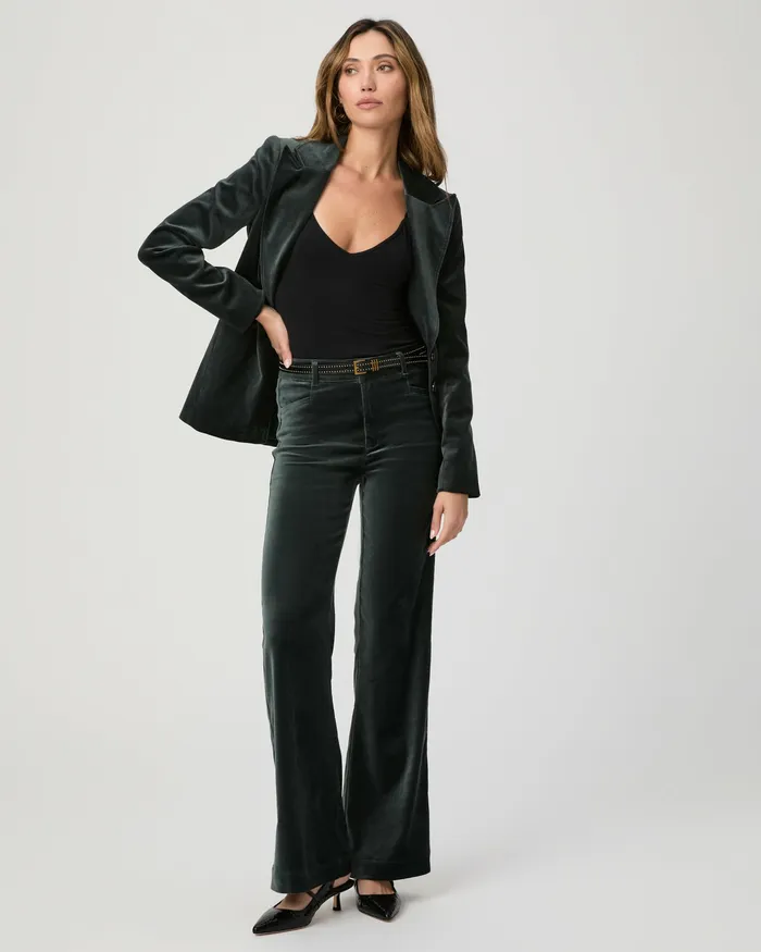 Women Leenah Trouser 32 Inch 8211 Dark Spruce Velvet Pants PAIGE