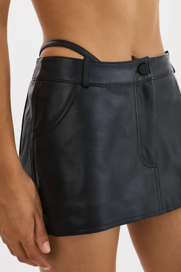 Women LIANA Leather Skort Black LAMARQUE Skirts