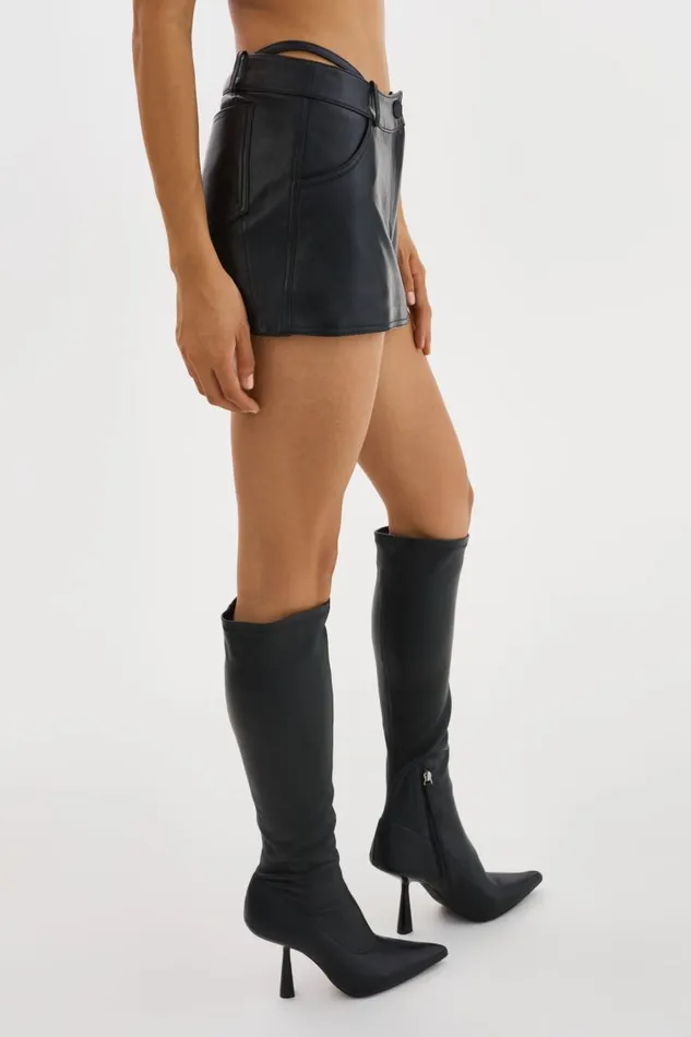 Women LIANA Leather Skort Black LAMARQUE Skirts
