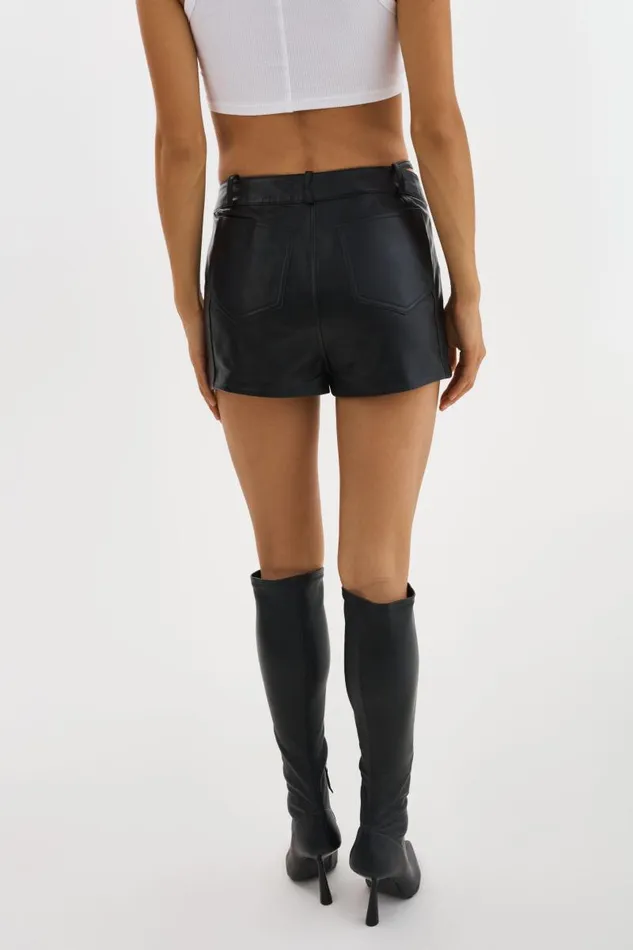 Women LIANA Leather Skort Black LAMARQUE Skirts