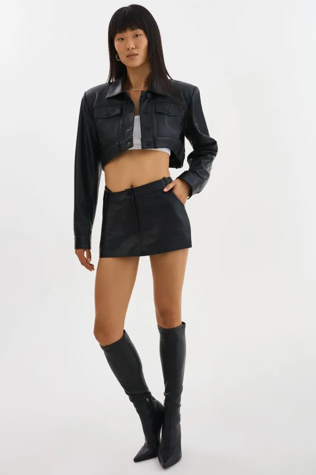 Women LIANA Leather Skort Black LAMARQUE Skirts