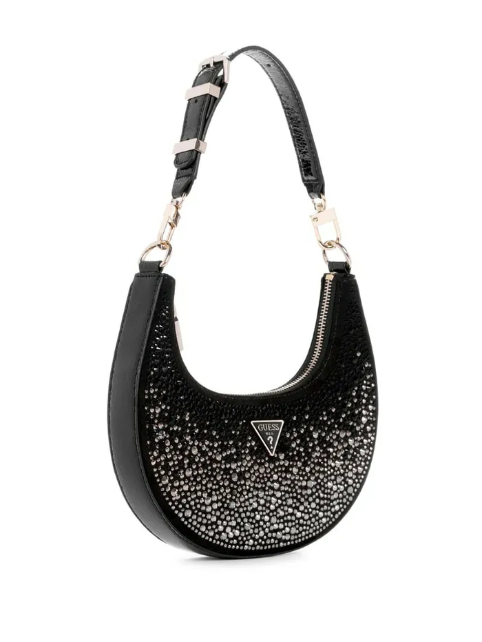 Women Lua Rhinestone Shoulder Bag Black Handbags GUESS Women Lua Rhinestone Shoulder Bag Black Handbags GUESS