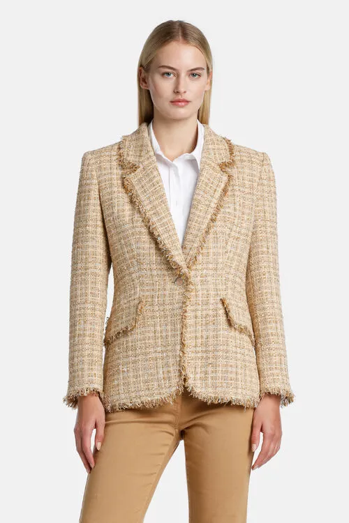 Women Luisa Spagnoli Volga Volga BeigeGold Jackets and Blazers