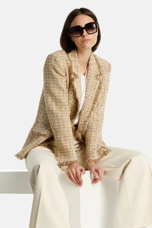 Women Luisa Spagnoli Volga Volga BeigeGold Jackets and Blazers Women Luisa Spagnoli Volga Volga BeigeGold Jackets and Blazers