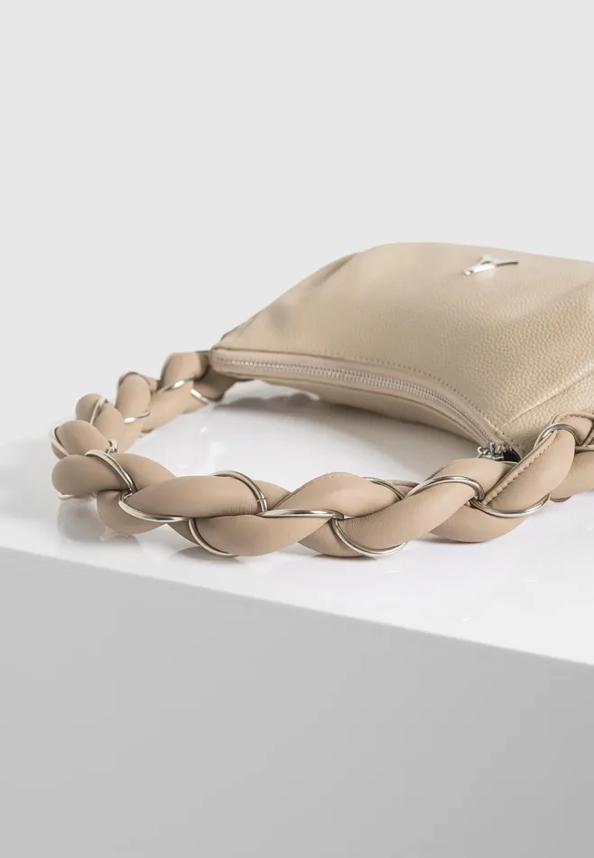 Women Manire De Voir Chain Plaited Rope Handbag Beige