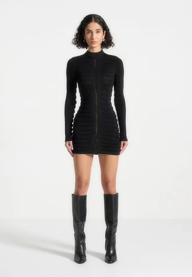 Women Manire De Voir Contour Knit Mini Dress Black