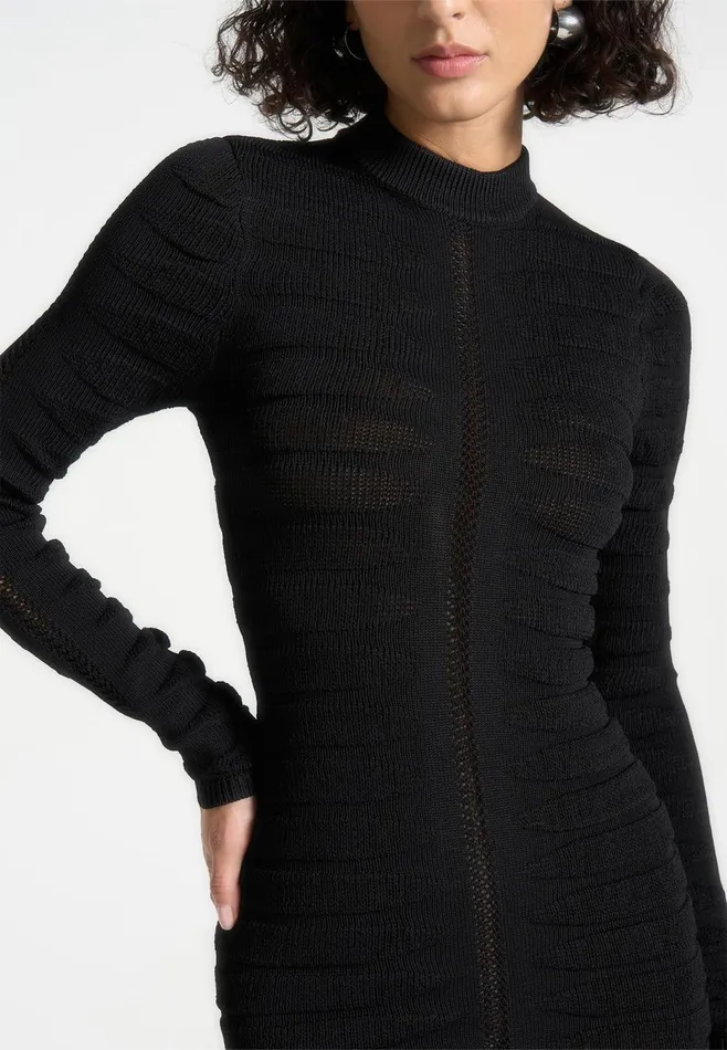 Women Manire De Voir Contour Knit Mini Dress Black