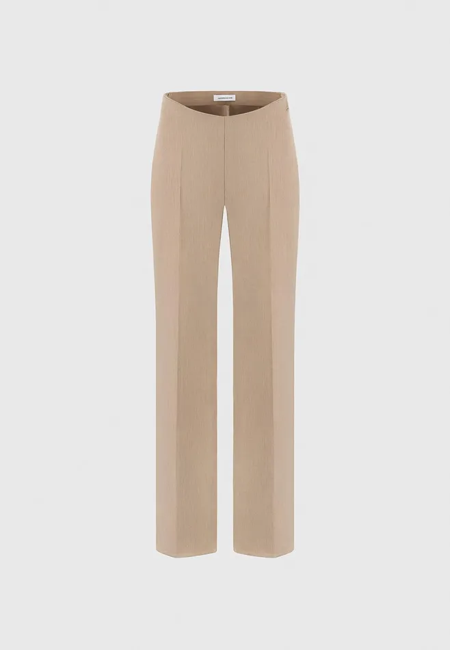 Women Manire De Voir Curved Waist Tailored Trousers Dark Beige