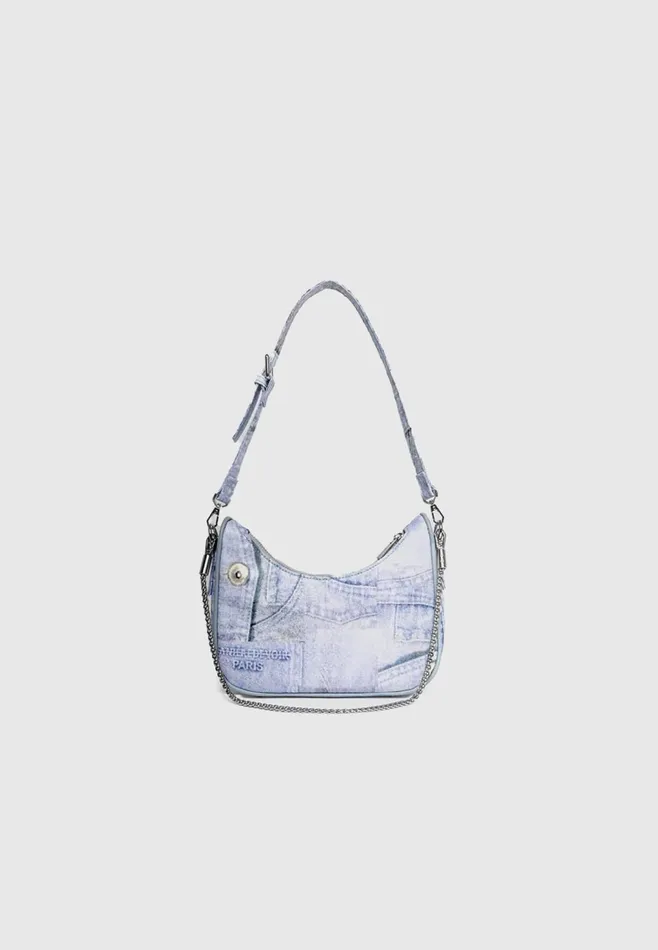 Women Manire De Voir Denim Print Shoulder Bag Blue