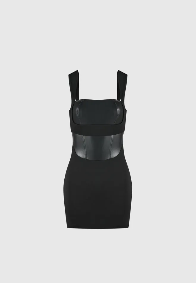 Women Manire De Voir Layered Corset Mini Dress Black