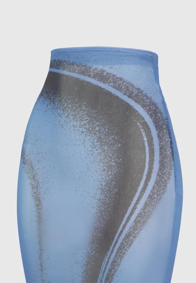 Women Manire De Voir Mesh Printed Maxi Skirt Blue