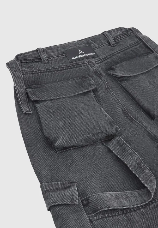 Women Manire De Voir Mid Rise Cargo Pants Washed Grey