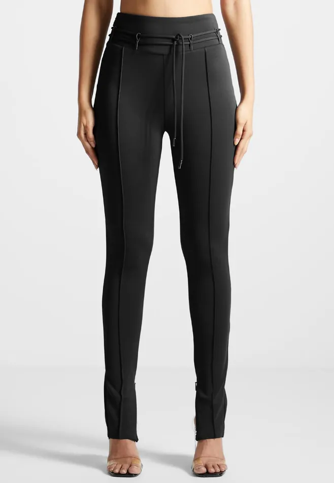 Women Manire De Voir Neoprene Tie Detail Leggings Black