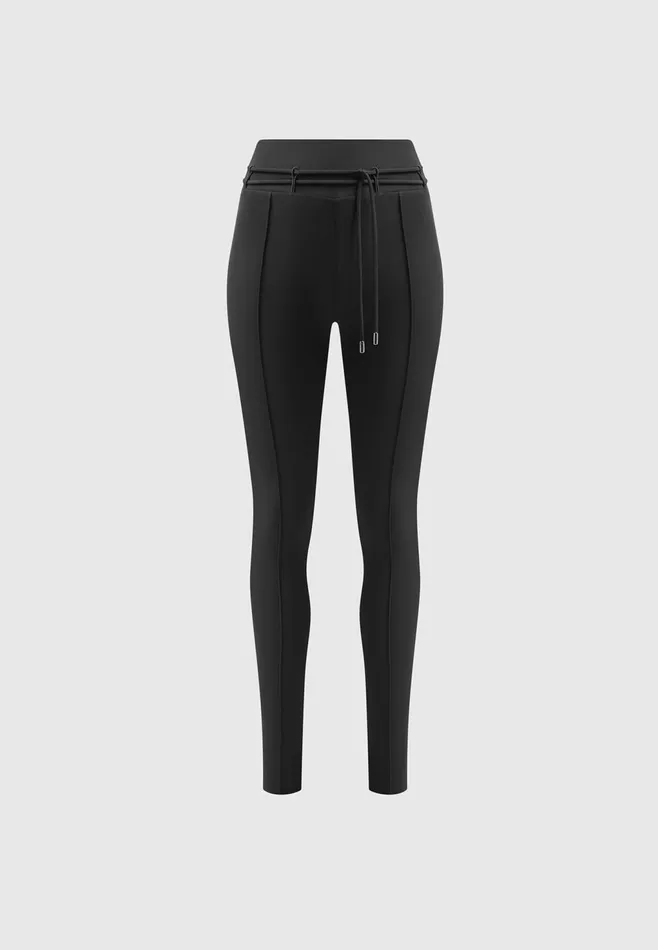 Women Manire De Voir Neoprene Tie Detail Leggings Black
