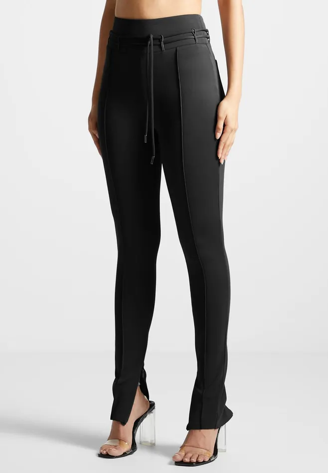 Women Manire De Voir Neoprene Tie Detail Leggings Black