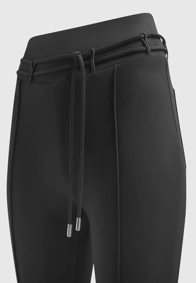 Women Manire De Voir Neoprene Tie Detail Leggings Black