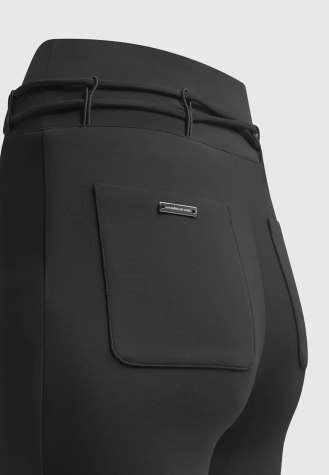 Women Manire De Voir Neoprene Tie Detail Leggings Black