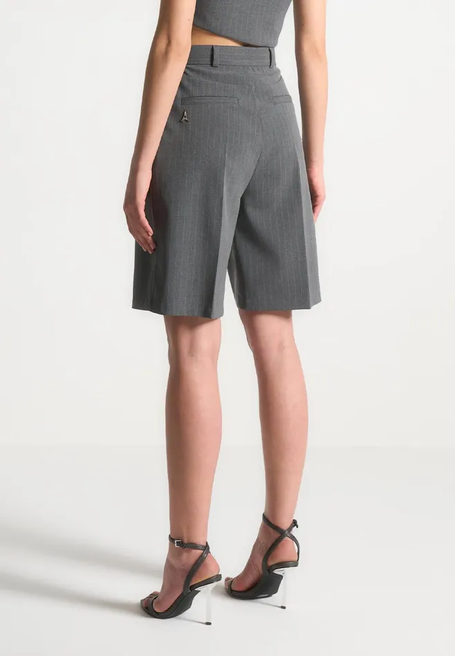 Women Manire De Voir Pinstripe Tailored City Shorts Grey