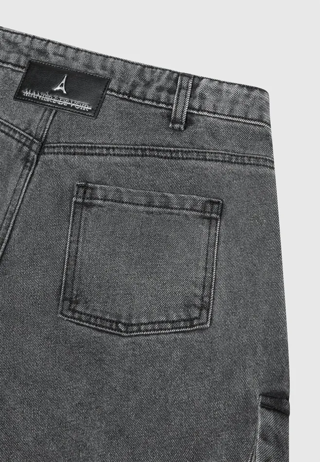 Women Manire De Voir Strap Detail Cargo Jeans Washed Grey