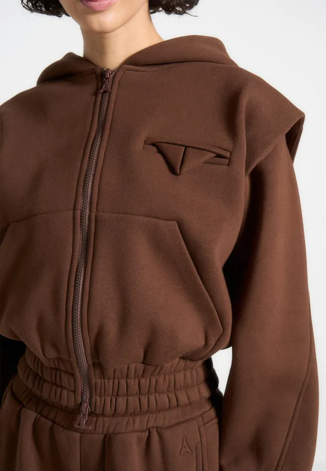 Women Manire De Voir ternelle Wide Shoulder Zip Through Hoodie Brown