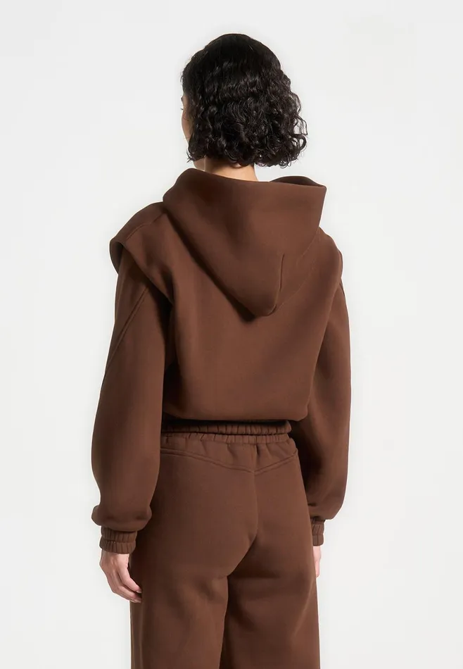 Women Manire De Voir ternelle Wide Shoulder Zip Through Hoodie Brown