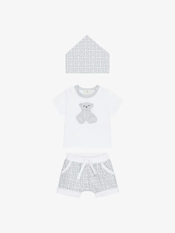 WomenMen Baby 1 Month To 3 Years Givenchy Tshirt Shorts And Bandana Gift Set Greywhite WomenMen Baby 1 Month To 3 Years Givenchy Tshirt Shorts And Bandana Gift Set Greywhite
