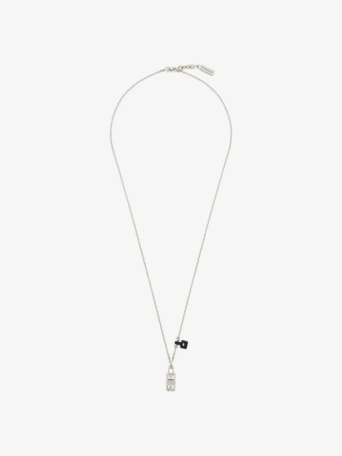 WomenMen Jewelry Givenchy G Cube Pendant Necklace In Metal Blacksilvery