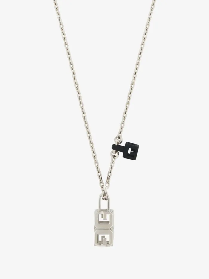 WomenMen Jewelry Givenchy G Cube Pendant Necklace In Metal Blacksilvery WomenMen Jewelry Givenchy G Cube Pendant Necklace In Metal Blacksilvery
