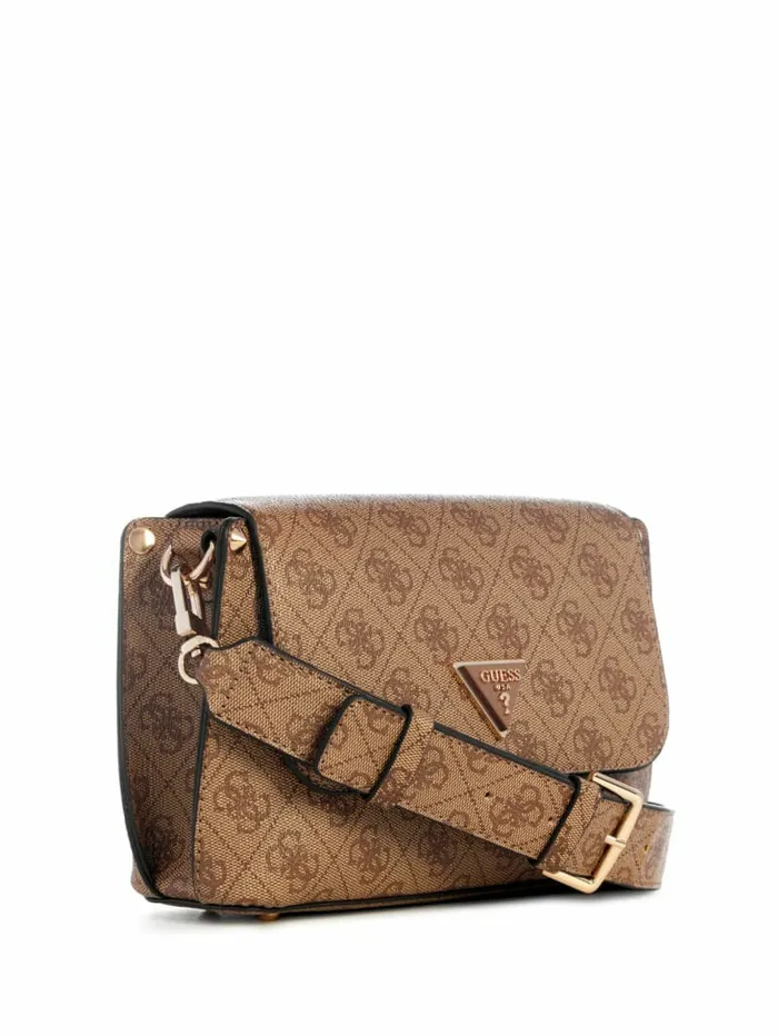 Women Meridian Quattro G FoldOver Shoulder Bag Latte Logo Handbags GUESS Women Meridian Quattro G FoldOver Shoulder Bag Latte Logo Handbags GUESS