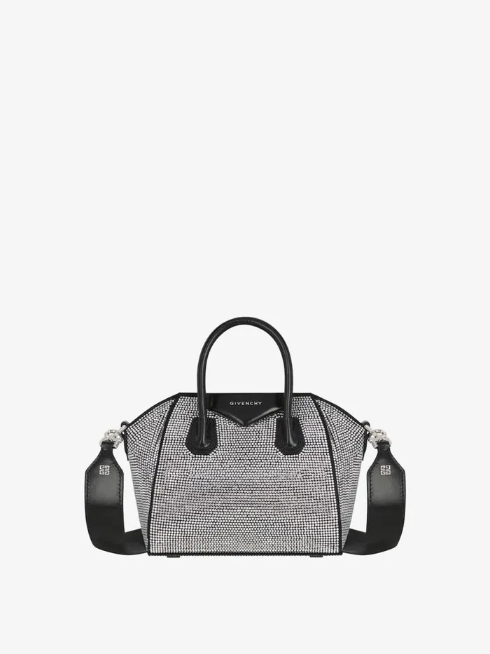 Women Micro Bags Givenchy Antigona Toy Bag In Satin With Strass Black