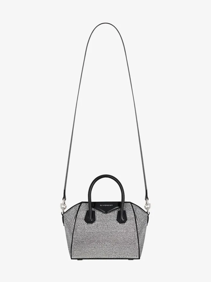Women Micro Bags Givenchy Antigona Toy Bag In Satin With Strass Black