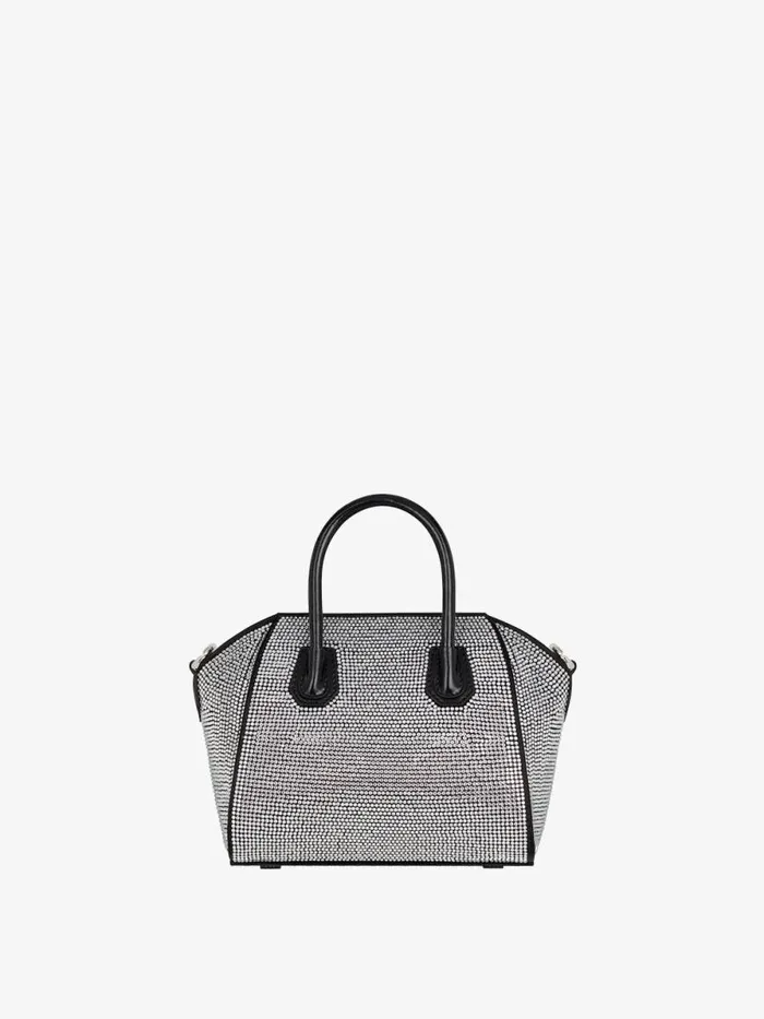 Women Micro Bags Givenchy Antigona Toy Bag In Satin With Strass Black