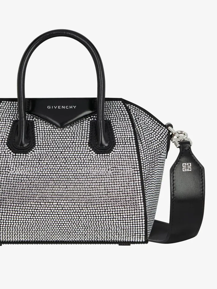 Women Micro Bags Givenchy Antigona Toy Bag In Satin With Strass Black