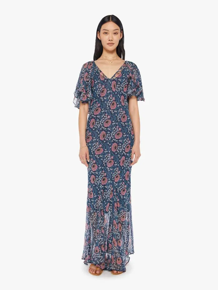 Women Mother Denim Ramya Dress Vintage Flowers Indigo